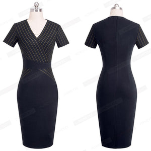 Slim Pencil Dress with Striped Top - Inspire Professional Clothing