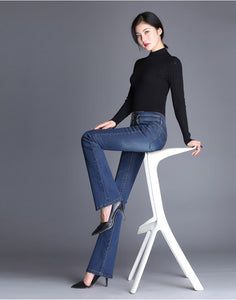 High Waist Jeans Full Length with Flare Bottom - Inspire Professional Clothing