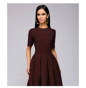 Short Sleeve A-Line Dress with Small Dot Print - Inspire Professional Clothing