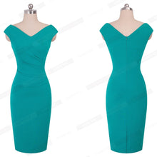 Load image into Gallery viewer, V-Neck Sheath Pencil Dress with Pleated Waist - Inspire Professional Clothing
