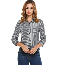 Load image into Gallery viewer, At the Desk Striped Blouse - Inspire Professional Clothing