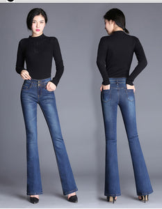 High Waist Jeans Full Length with Flare Bottom - Inspire Professional Clothing