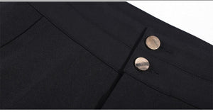 High Waist Wide Leg Pant with Double Button Accent - Inspire Professional Clothing