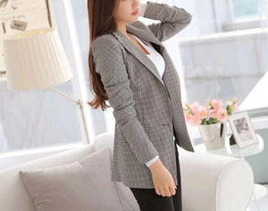 Long Sleeve Plaid Jacket - Inspire Professional Clothing