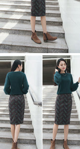Sweater Top with Skirt Bottom - Green - Inspire Professional Clothing