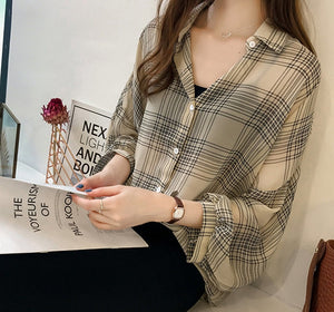 Coffee Break Plaid Blouse - Inspire Professional Clothing