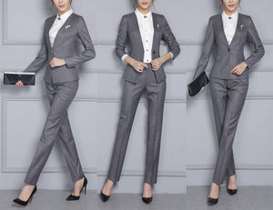 Wool Pant or Skirt Suit Combo with Single Button Straight Lapel Jacket - Inspire Professional Clothing