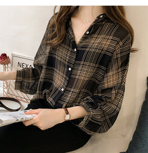 Load image into Gallery viewer, Coffee Break Plaid Blouse - Inspire Professional Clothing