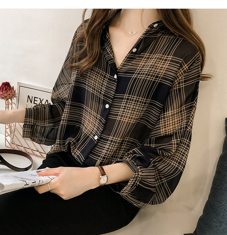 Coffee Break Plaid Blouse - Inspire Professional Clothing