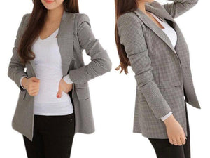 Long Sleeve Plaid Jacket - Inspire Professional Clothing