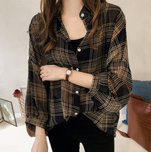 Load image into Gallery viewer, Coffee Break Plaid Blouse - Inspire Professional Clothing