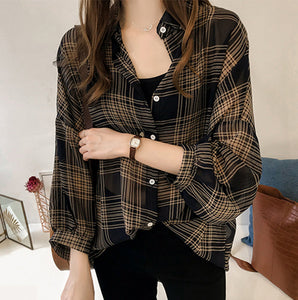 Coffee Break Plaid Blouse - Inspire Professional Clothing