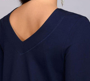Three Quarter Sleeve A-Line Dress with Tie Closure and POCKETS! - Inspire Professional Clothing