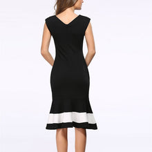 Load image into Gallery viewer, Halter Black Dress with Bold White Trim - Inspire Professional Clothing