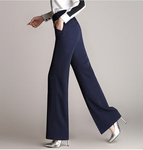 High Waist Wide Leg Pant with Double Button Accent - Inspire Professional Clothing
