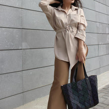 Load image into Gallery viewer, Three Quarter Sleeve Button Up Blouse with Sash - Inspire Professional Clothing