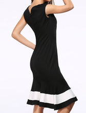 Load image into Gallery viewer, Halter Black Dress with Bold White Trim - Inspire Professional Clothing
