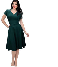 Load image into Gallery viewer, Short Sleeve A-Line Dress with Gathered Bottom - Inspire Professional Clothing