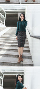 Sweater Top with Skirt Bottom - Green - Inspire Professional Clothing