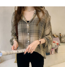 Load image into Gallery viewer, Coffee Break Plaid Blouse - Inspire Professional Clothing