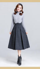 Load image into Gallery viewer, Wool, A-Line Plaid Skirt with Scalloped Waist - Inspire Professional Clothing