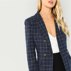 Here's My Card Plaid Blazer - Inspire Professional Clothing