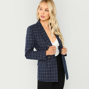 Here's My Card Plaid Blazer - Inspire Professional Clothing