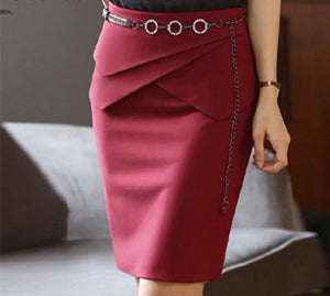 Pencil Skirt with Gathered Waist - Inspire Professional Clothing