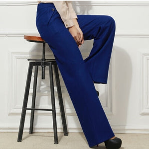 Loose Fit Mid-Waist Velour Straight Leg Pants - Inspire Professional Clothing
