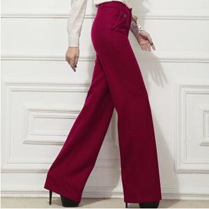 Loose Fit Mid-Waist Velour Straight Leg Pants - Inspire Professional Clothing