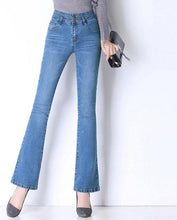 Load image into Gallery viewer, High Waist Jeans Full Length with Flare Bottom - Inspire Professional Clothing