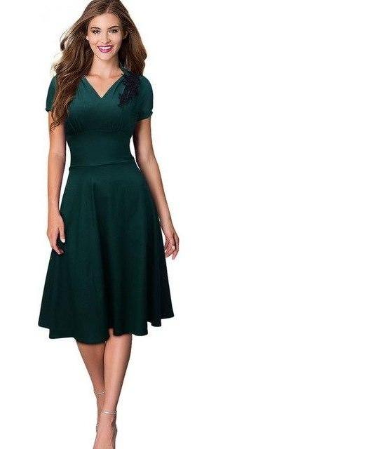 Short Sleeve A-Line Dress with Gathered Bottom - Inspire Professional Clothing