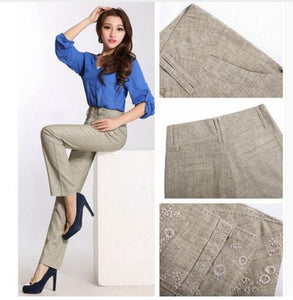 Straight Leg High Waist Linen Pant - Inspire Professional Clothing