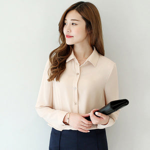 Long Sleeve Button Up Chiffon Blouse - Several Color Options - Inspire Professional Clothing