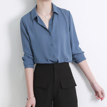 Load image into Gallery viewer, Long Sleeve Button Up Chiffon Blouse - Several Color Options - Inspire Professional Clothing