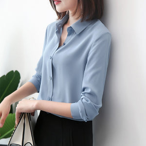 Long Sleeve Button Up Chiffon Blouse - Several Color Options - Inspire Professional Clothing