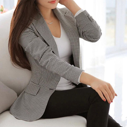 Long Sleeve Plaid Jacket - Inspire Professional Clothing