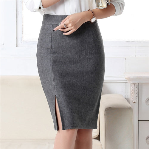 Slim Pencil Skirt with Front Slit - Inspire Professional Clothing