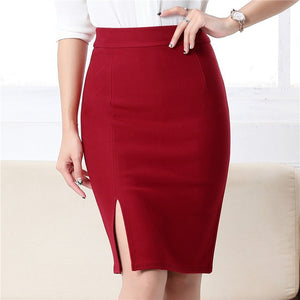 Slim Pencil Skirt with Front Slit - Inspire Professional Clothing