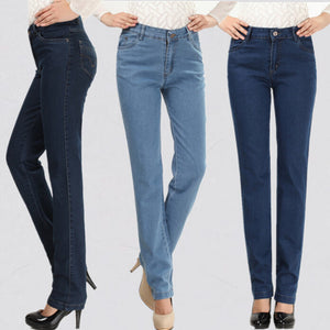 High Waist Straight Full Length Jeans - Inspire Professional Clothing