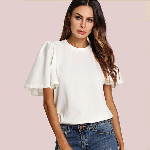 Elegant Loose Short Sleeve Blouse - Inspire Professional Clothing