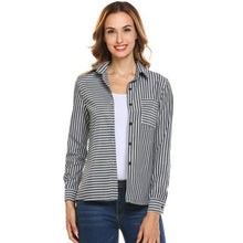 Load image into Gallery viewer, At the Desk Striped Blouse - Inspire Professional Clothing