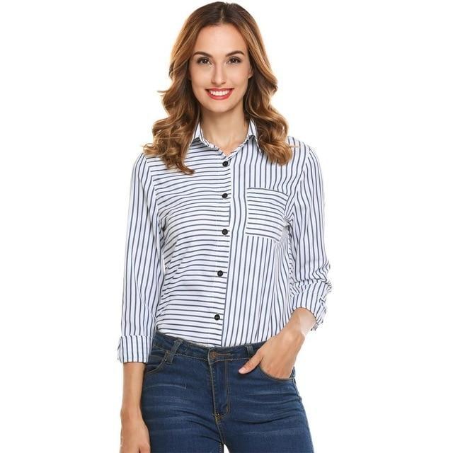 At the Desk Striped Blouse - Inspire Professional Clothing