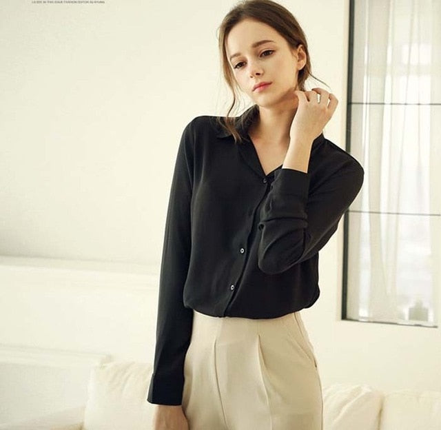 Lightweight Long Sleeve Chiffon Blouse - Inspire Professional Clothing