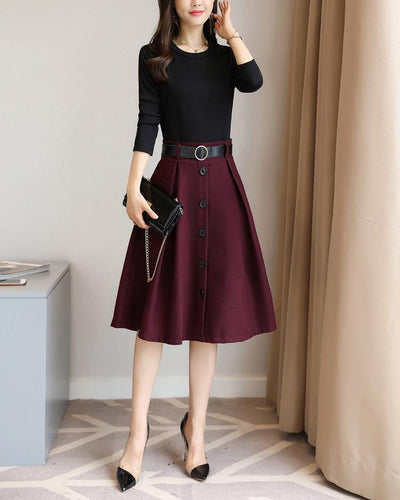 Skirt Combo - 2 Piece: Long Sleeve Top with Skirt Bottom - Inspire Professional Clothing