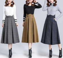 Load image into Gallery viewer, Wool, A-Line Plaid Skirt with Scalloped Waist - Inspire Professional Clothing