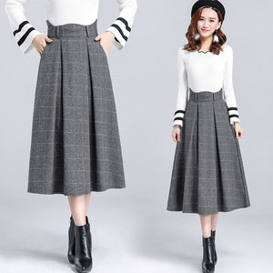 Wool, A-Line Plaid Skirt with Scalloped Waist - Inspire Professional Clothing