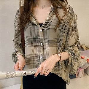 Coffee Break Plaid Blouse - Inspire Professional Clothing